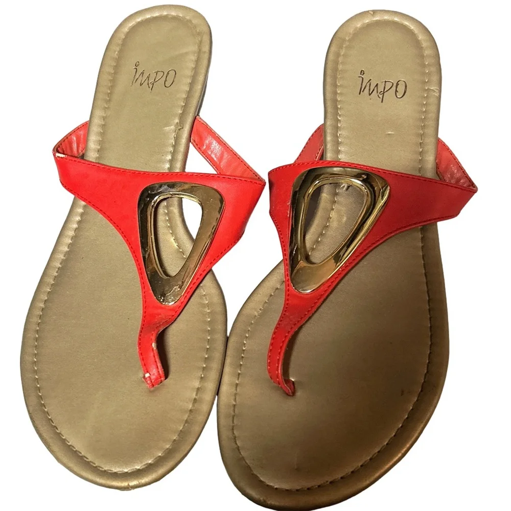 Women's Impo Sandals Size 8.5 Red and Gold